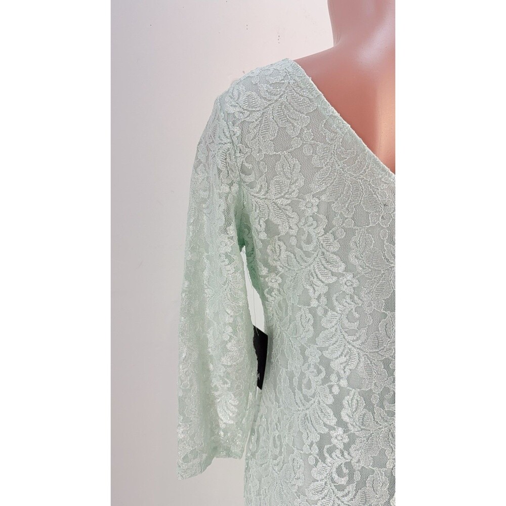 NWT Marina Women's Size 10 Mint Aqua Lace Sleeveless A-Line Maxi Dress Gown Prom - Picture 11 of 16
